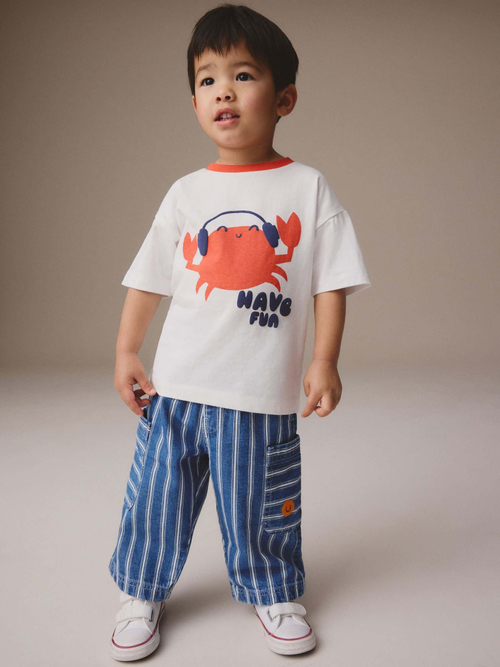 Брюки карго широкие для мальчика Next E45-341, Синий