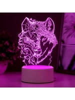 Светильник 3D ночник RISALUX «Волк», LED RGB, от сети, 13.5×