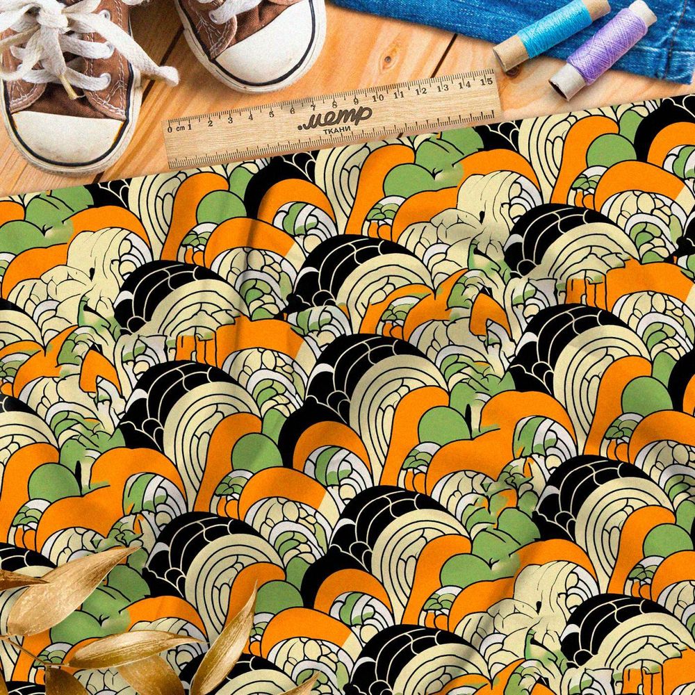 Ткань премиум флис абстрактные волны