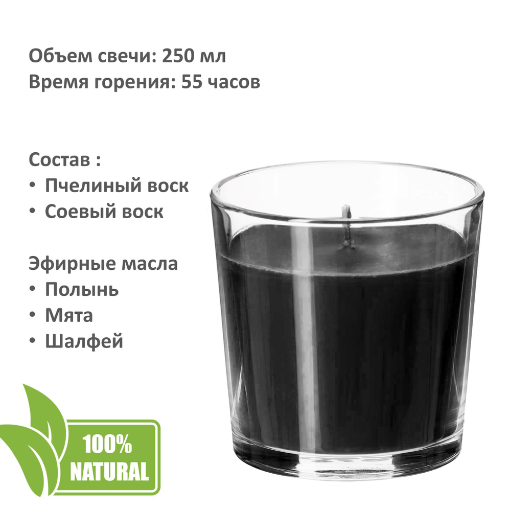 Свеча чакровая черная / ЧИСТКА ЧАКР - 250 мл