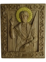 Освященная Икона Святой Валентин резная из массива дуба
