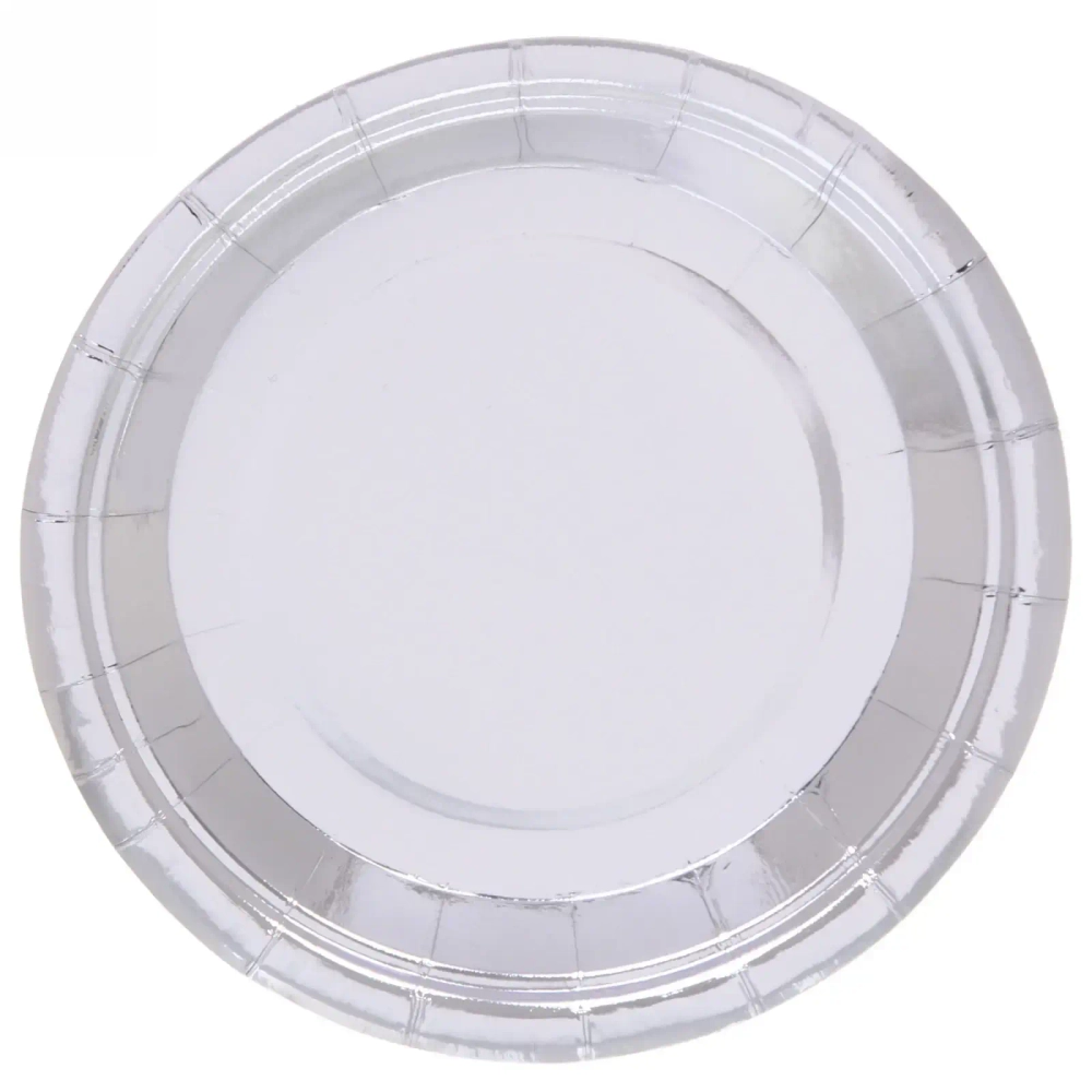Тарелка бумажная 18 см в наборе 10 шт «Диско», Серебро