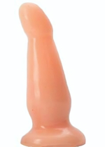 Телесная изогнутая анальная пробка с подошвой-присоской - 12 см. (Цвет: телесный)