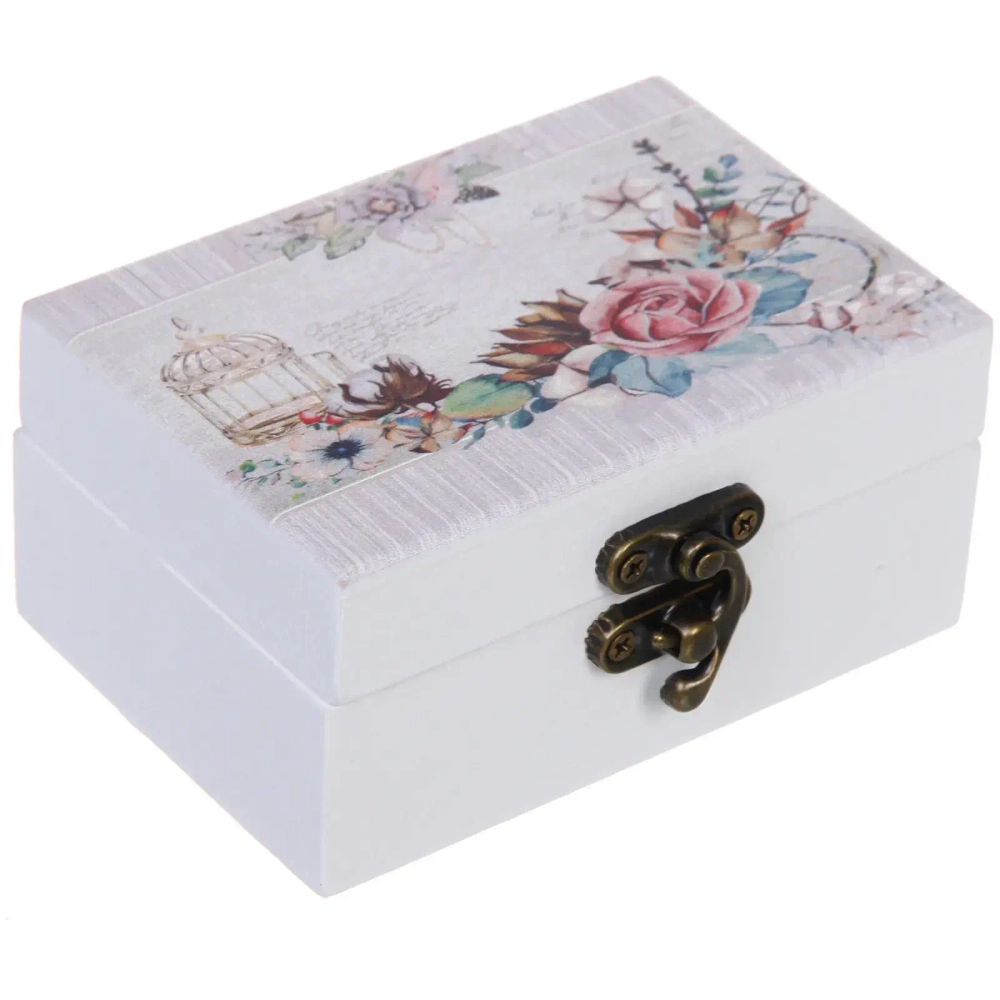 Шкатулка деревянная с зеркалом «МАРЦИПАН», нежные лепестки роз, 9.5*6.5*5см (в коробке)