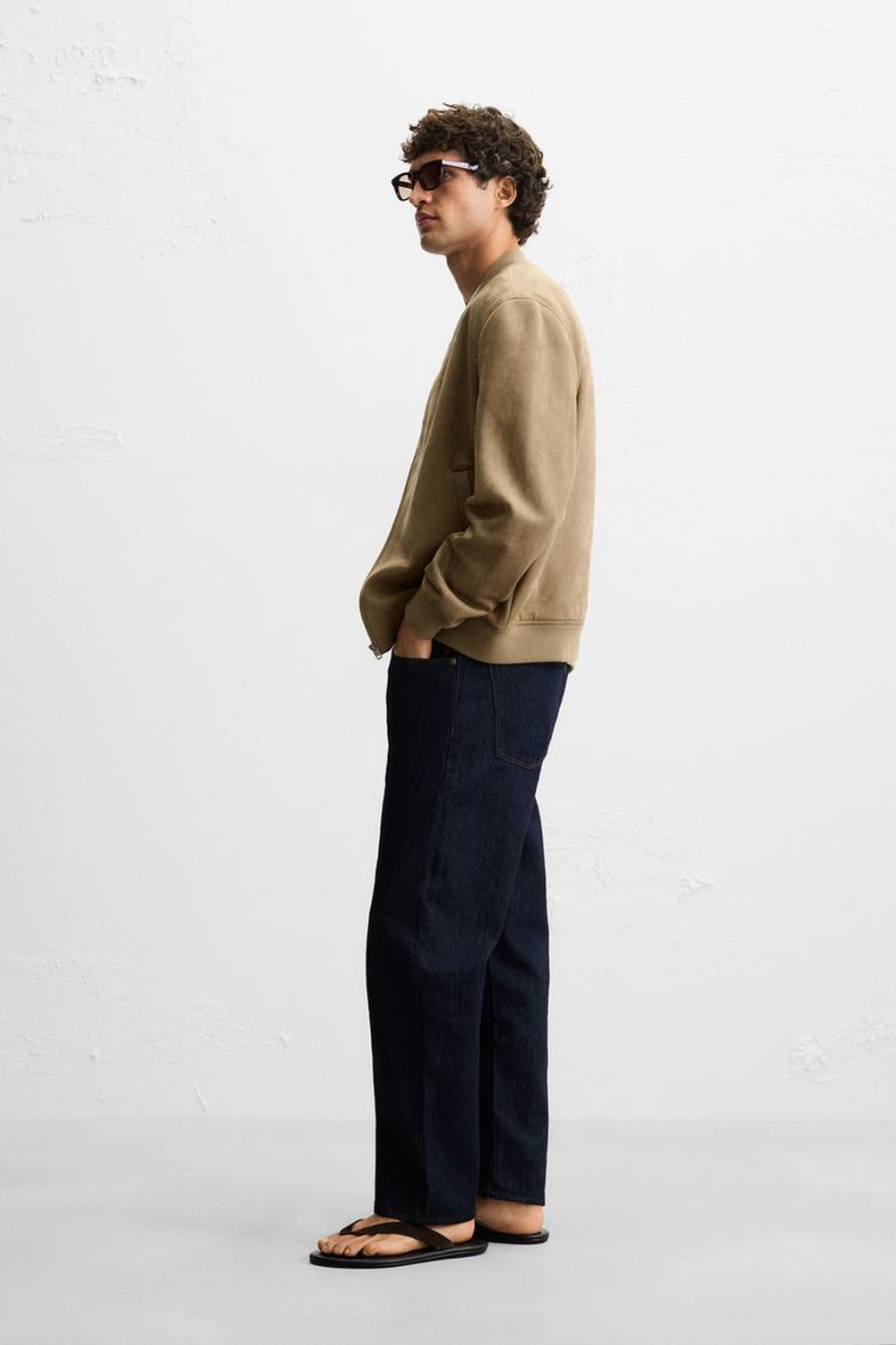 ZARA БОМБЕР ИЗ ИСКУССТВЕННОЙ ЗАМШИ, БЕЖЕВЫЙ