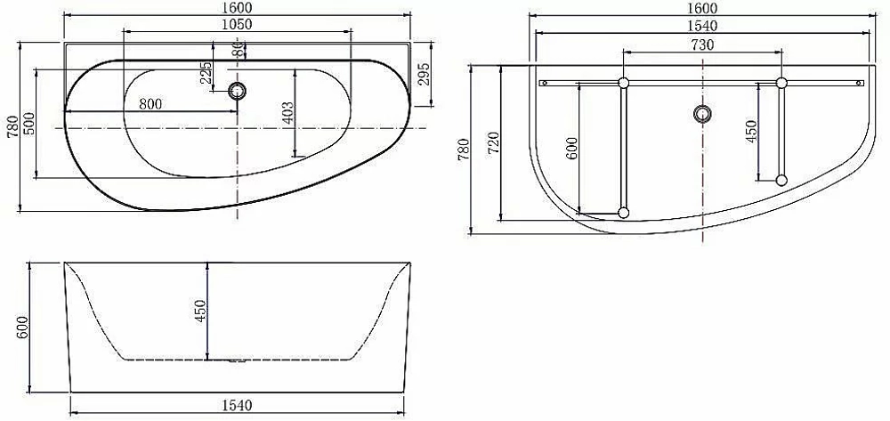 Акриловая ванна Allen Brau Priority 5 2.31005.21B 160х78 правая