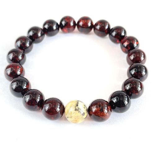 Браслет из янтаря мужской на руку, Браслет мужской из натуральных камней, диаметр 9 мм