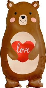Шар (31''/79 см) Фигура, Мишка с сердцем, 1 шт.
