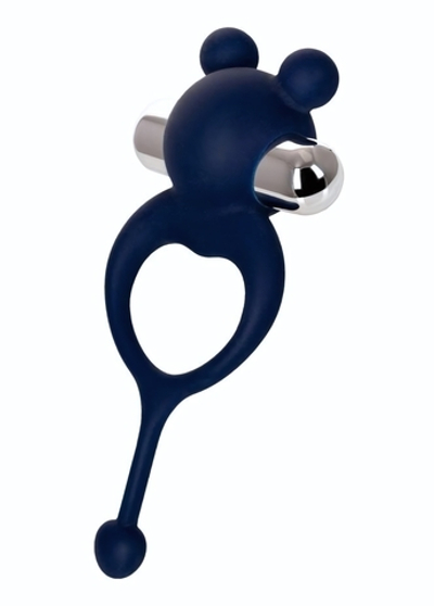 Синее виброкольцо с хвостиком JOS MICKEY (Цвет: синий)