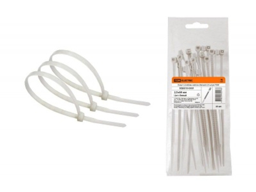 Хомуты нейлоновые белые 60х2,5мм (25шт/уп) TDM