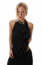 LINEN TOP BLACK ESME