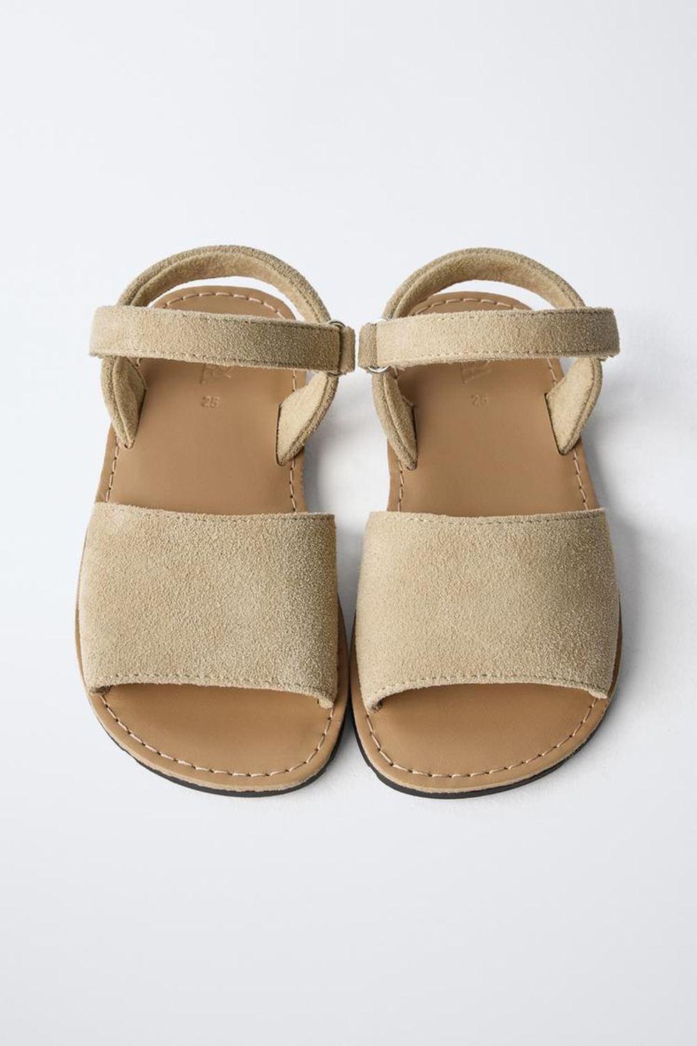 ZARA КОЖАНЫЕ САНДАЛИИ, ПЕСОЧНО-КОРИЧНЕВЫЙ