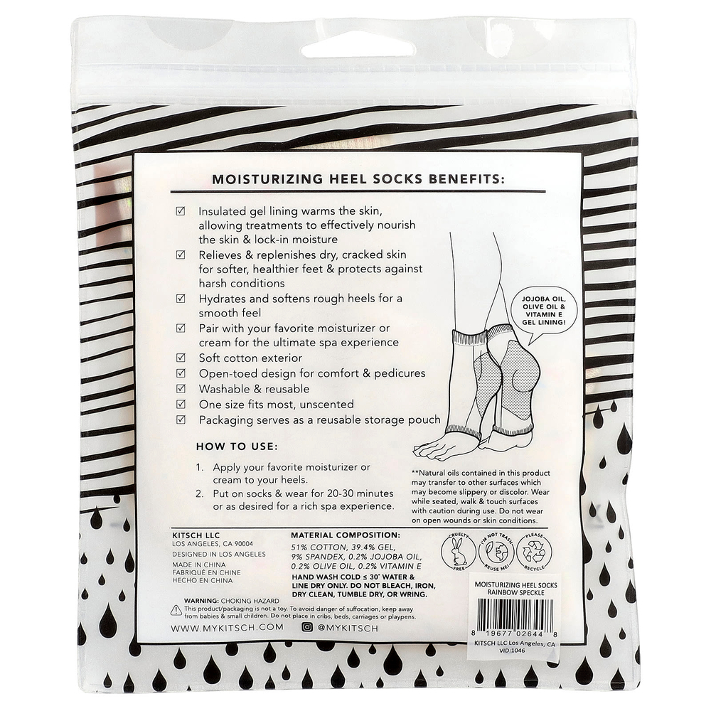 Kitsch, Увлажняющие носки на каблуке, с радужными крапинками, 1 пара