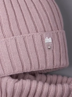 Шапка для девочки осенняя c ушками и снуд