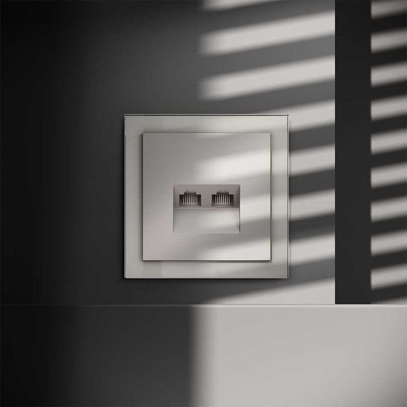 Розетка компьютерная встраиваемая Voltum S70 двойная RJ45+RJ45 кат.6, (кашемир) VLS060203