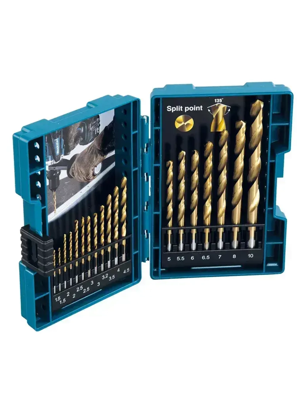 MAKITA D-67527 Набор сверл по металлу HSS-TiN 19 шт Портативный Долгая жизнь Круглая ручка Устойчивость к коррозии