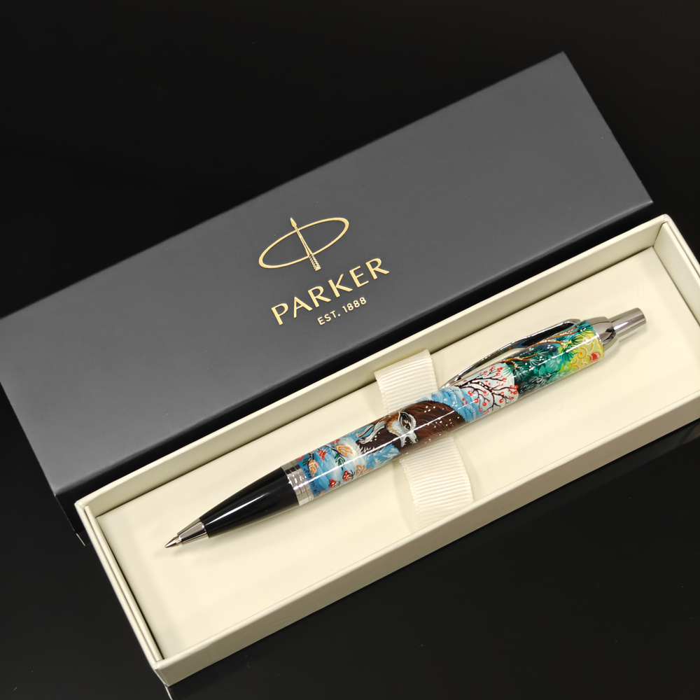 Ручка "Схватка" с ручной росписью Палех в коробке