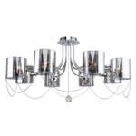 Потолочный светильник 8х40Вт E14, металл/стекло, хром/дымчатый плафон