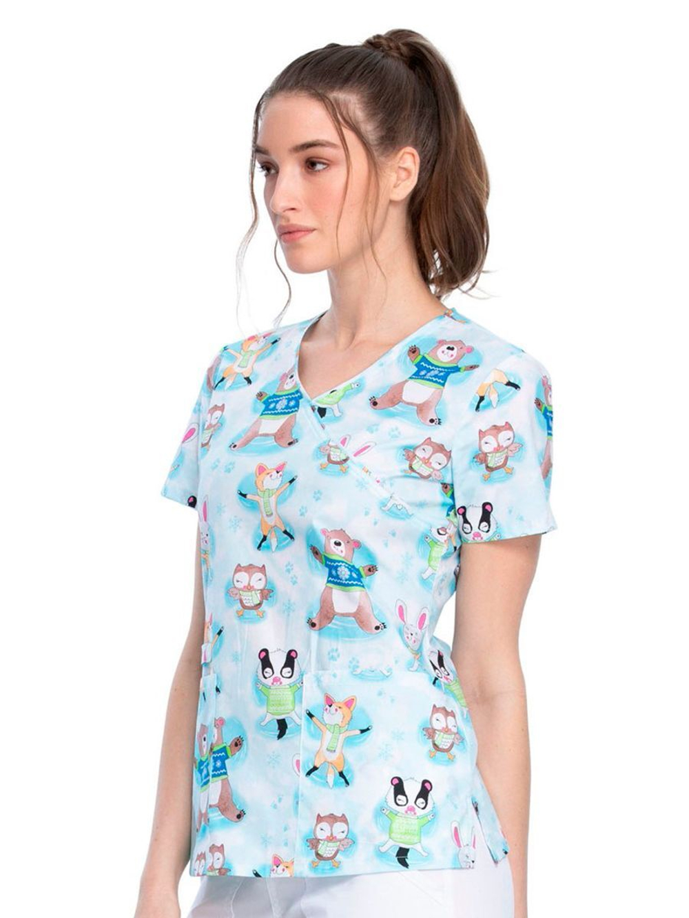 Топ медицинский женский Cherokee CK614, котики-собачки, M (Футболка рабочая)
