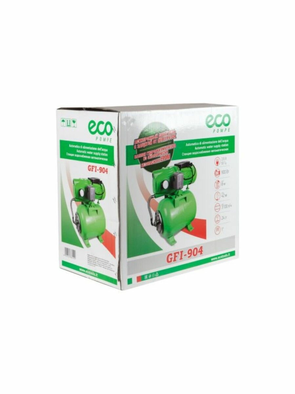 Станция водоснабжения автоматическая ECO GFI-904 (900 Вт, 3100 л/ч, 42 м, 4.8 атм макс, корпус насос
