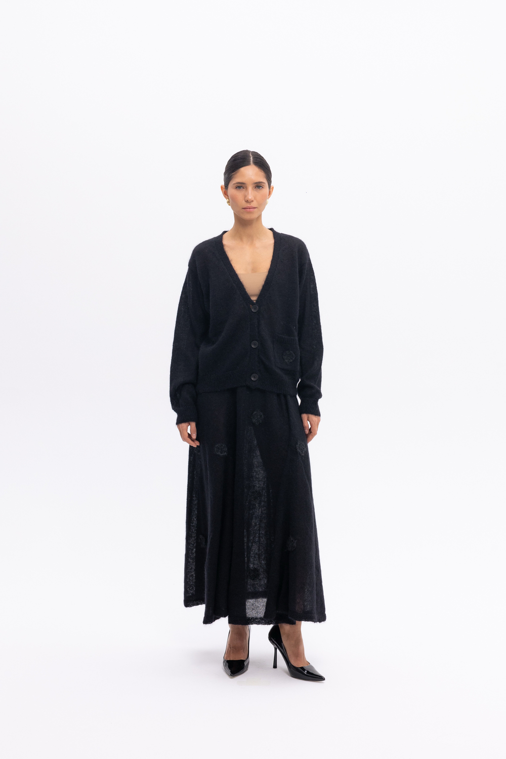 Чёрный кардиган из мохера