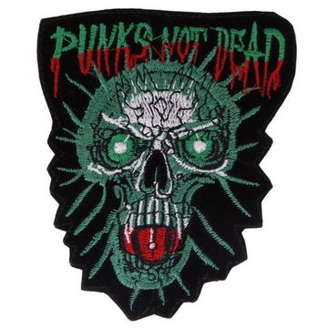 Нашивка Punks Not Dead (череп зеленый)