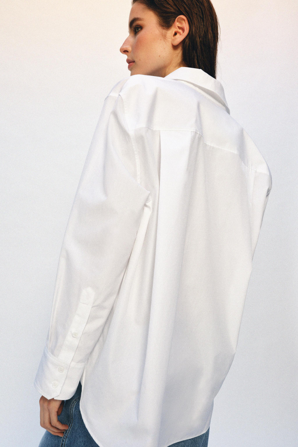ZARA РУБАШКА ИЗ ПОПЛИНА — ZW COLLECTION, БЕЛЫЙ