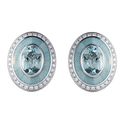 Серьги с Аквамарином и Бриллиантами, Эмаль E0084-4/2