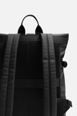 ZARA ПРОРЕЗИНЕННЫЙ РЮКЗАК С КЛАПАНОМ, ЧЕРНЫЙ