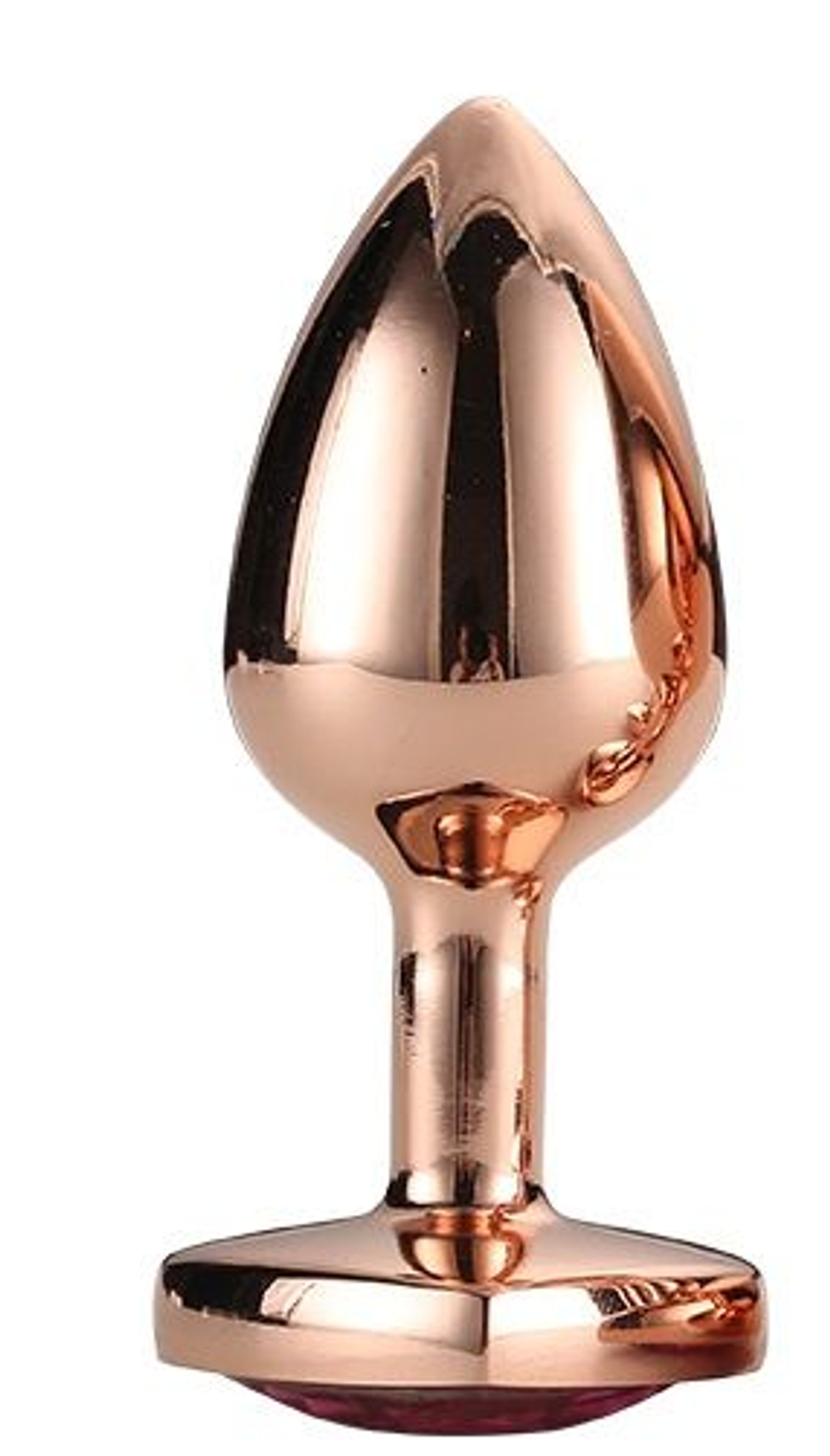 Золотистая анальная втулка с кристаллом-сердечком розового цвета - 7,1 см. (Цвет: розовый)