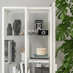 Шкаф состеклянными дверцами  - MILSBO IKEA/ МИЛСБО ИКЕА, 73x175х42 см, белый/прозрачный