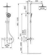 Душевая стойка Vincea Rondo VSFS-1R0BG без излива, брашированное золото