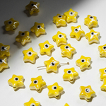 Бусина в форме звезды, 13,5*14,5мм, желтая, глазурированный фарфор