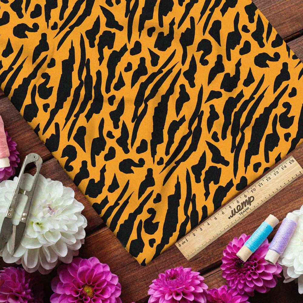 Ткань бифлекс необычный тигриный узор