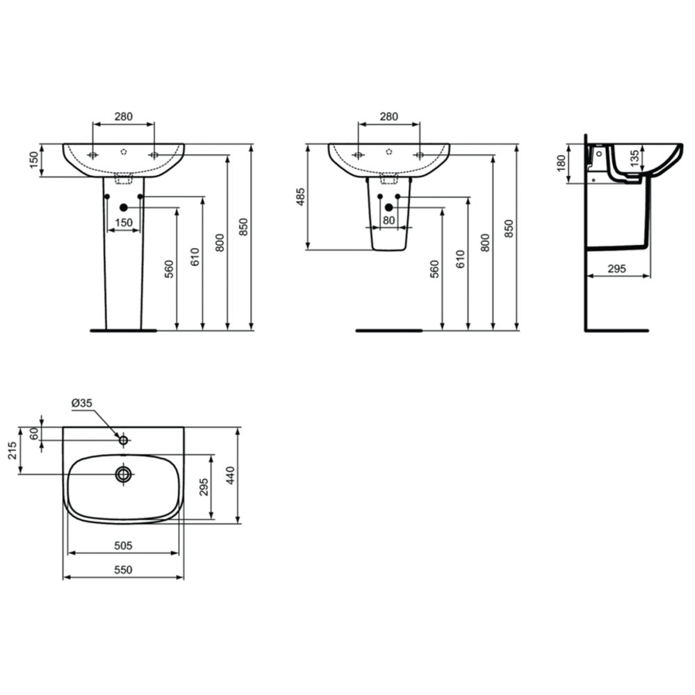 Раковина 55 см Ideal Standard IS i.life A T470601