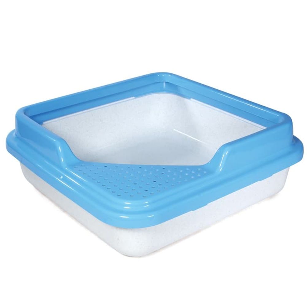 Туалет P755 для кошек квадратный с бортом, белый мрамор, 435*435*145мм