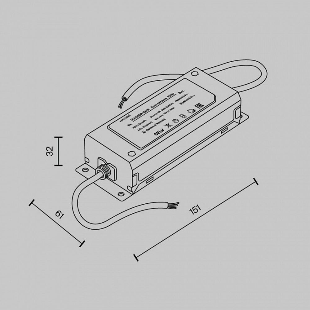 Блок питания с проводом Maytoni Power Supply Parity TRA130DR-100W