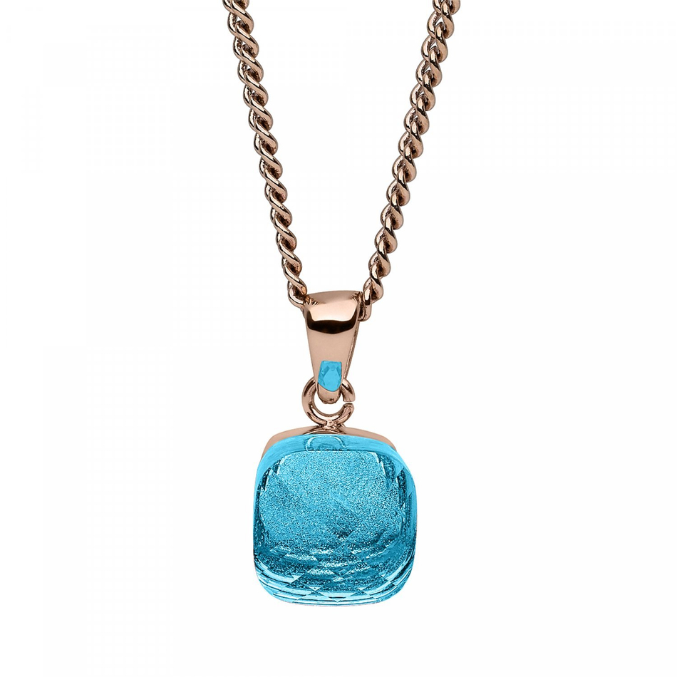 Колье Qudo Firenze dark aquamarine 400170.1 BL/RG