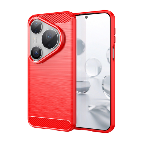 Мягкий защитный чехол красного цвета для Huawei Pura 80 Pro, 80 Pro+ и 80 Ultra, серия Carbon (дизайн в стиле карбон)
