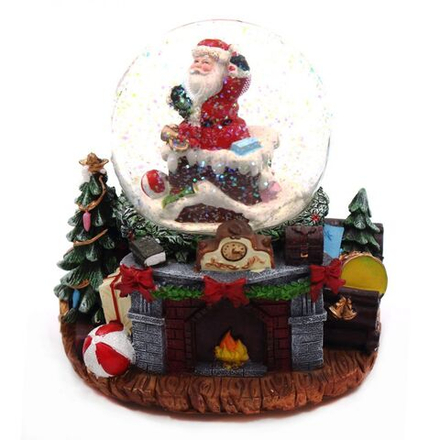GAEM Фигурка в стекл. шаре с музыкой, эффектом вьюги и подсвет."Санта", D 10 см, L15 W13,5 H15 см