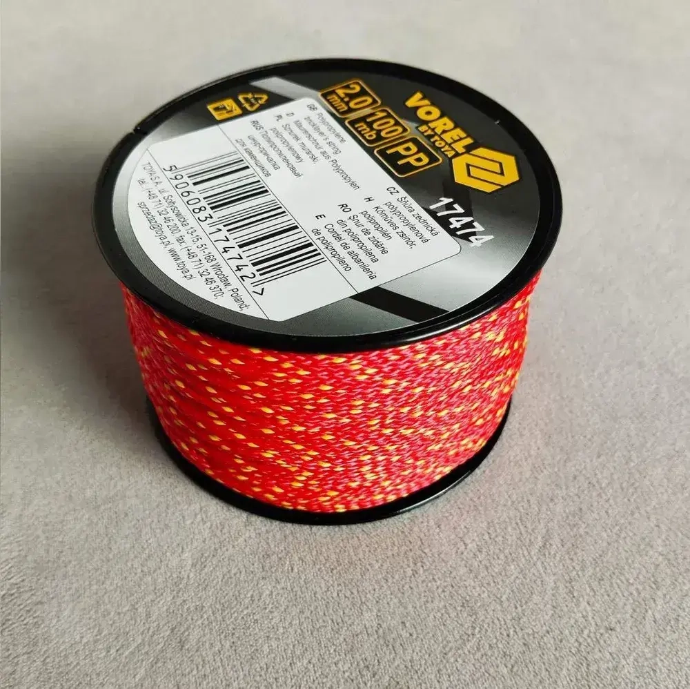 Шнур разметочный каменщика красный 2,0 мм х 100 м, VOREL