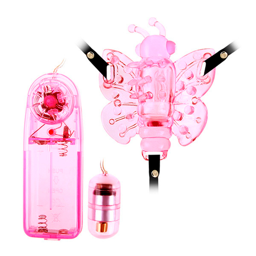 Вибростимулятор-бабочка 8,2х6,4см для клитора на ремешках с пультом ДУ Baile BI-010136