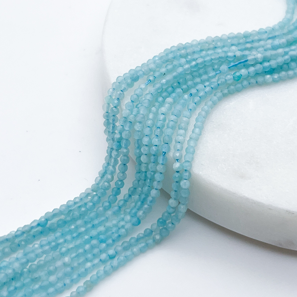 Амазонит граненый бусины, размер около 2,2 мм, цена за нить 38 см