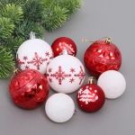 Набор шаров «Snow shine» 7 см + 5 см (24 предмета), Красный/Белый