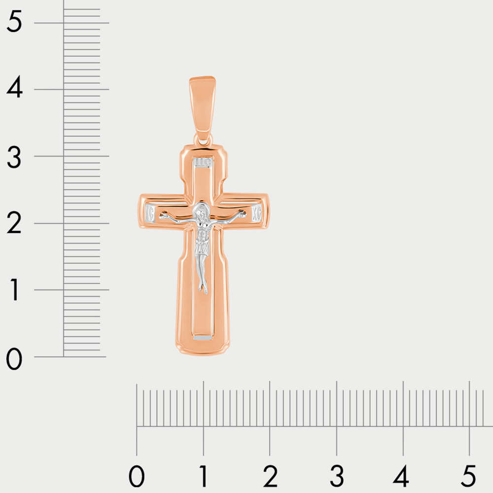 Крест из розового золота 585 пробы без вставок (арт.080814)