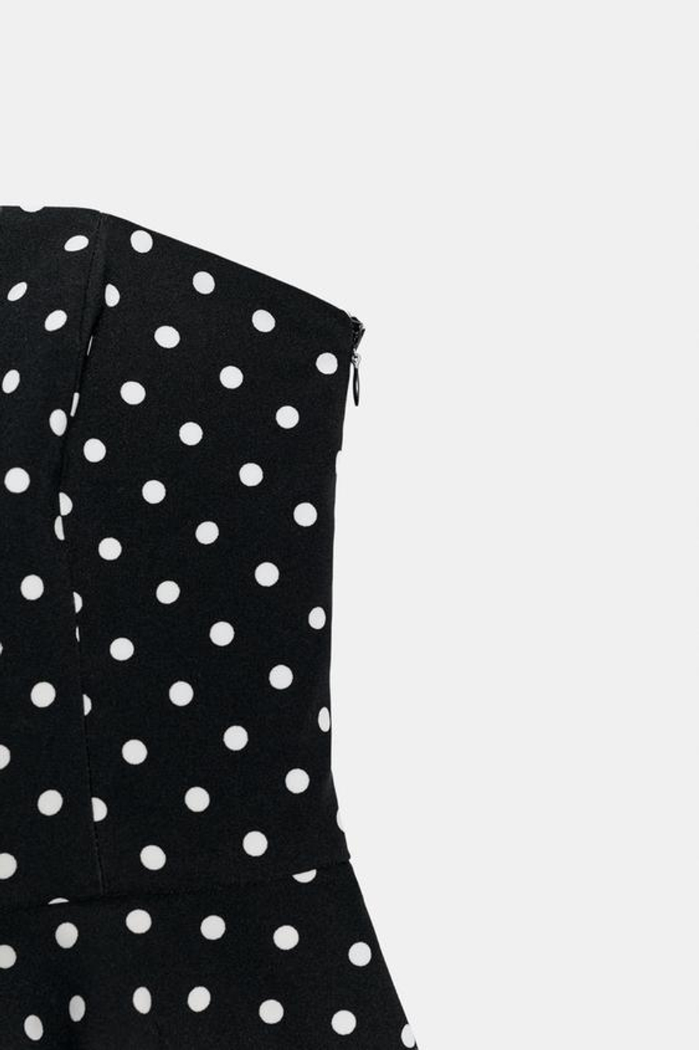 ZARA ТОП С БАСКОЙ И ОТКРЫТЫМИ ПЛЕЧАМИ, ЧЕРНЫЙ/БЕЛЫЙ