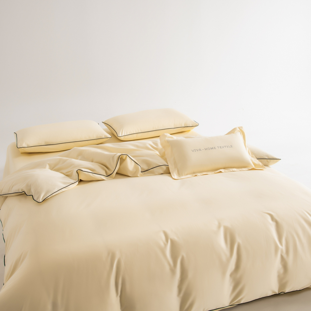 КПБ Однотонный Сатин Элитный на резинке OCER010, 2 спальный, 4 наволочки, простынь 160*200*30