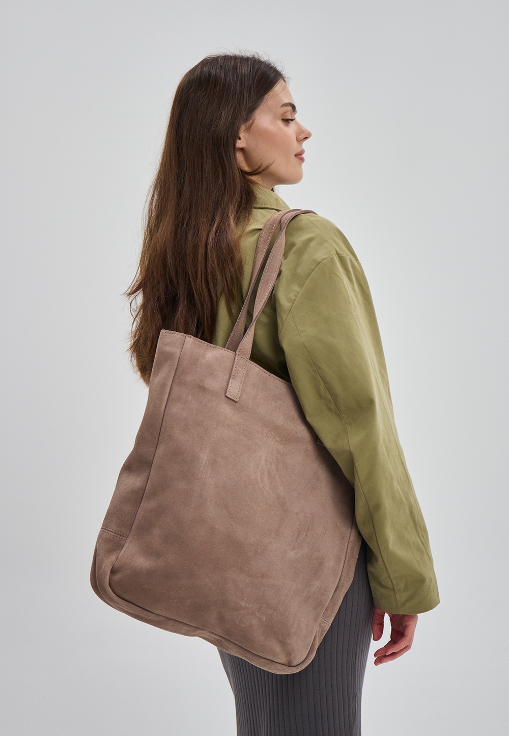 сумка шоппер капучино замша