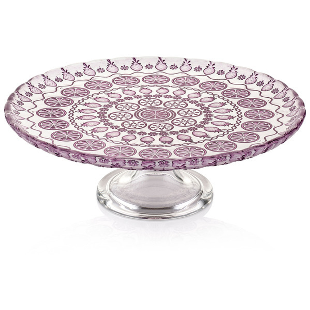Блюдо на ножке IVV Витамины 32см аметистовый узор