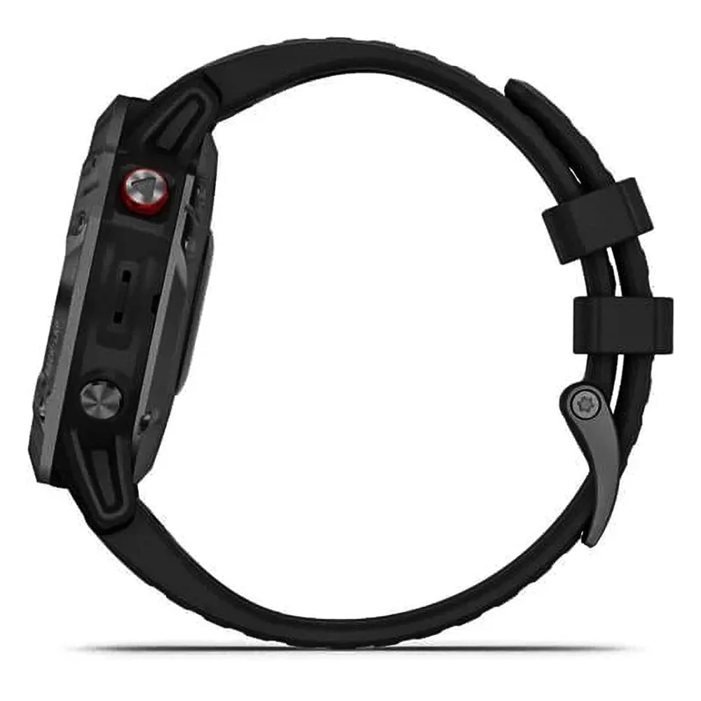 Спортивные наручные часы Garmin Fenix 6 Pro Solar серый с черным ремешком 010-02410-15